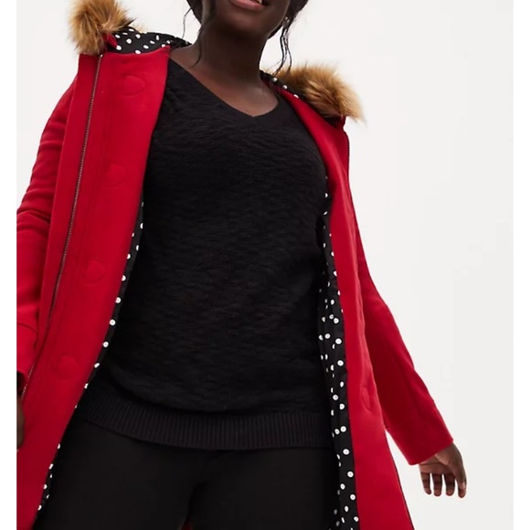 Red hooded pontes toggle coat Torrid size 2 - Picture 2 of 3